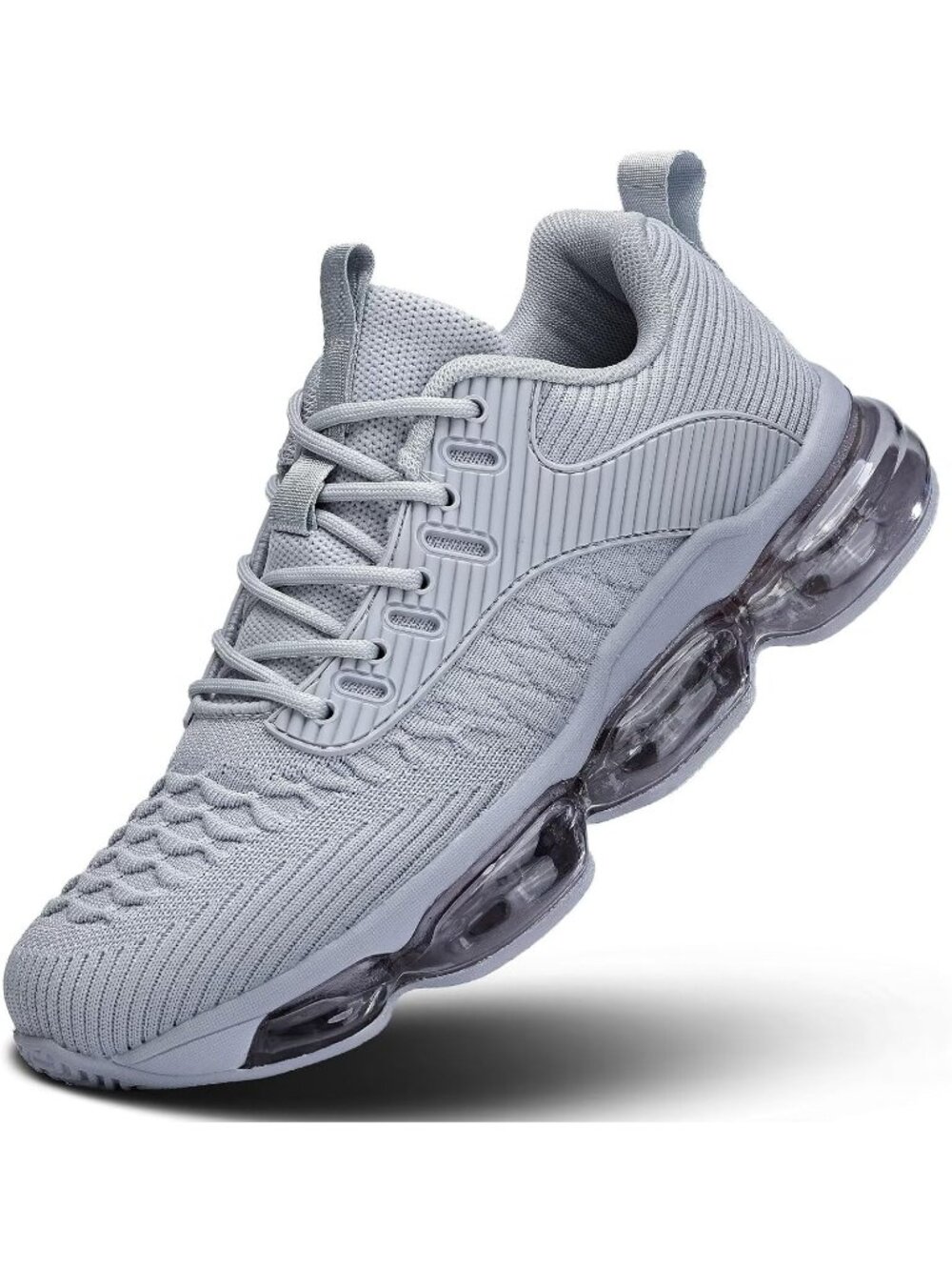 Women's Grey Casual Running Shoes Air Cushion Breathable Tennis Fashion Sneakers